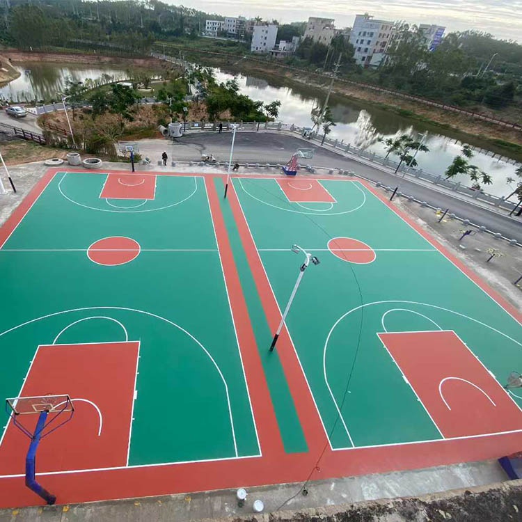 广东廉江高桥镇文化中心硅pu篮球场实景图
